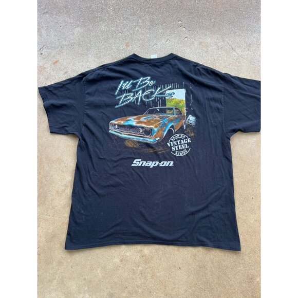 Snap-On Mens 2XL Black Graphic T-Shirt Vintage Steel Ill Be Back Muscle Car D4 - Picture 1 of 5